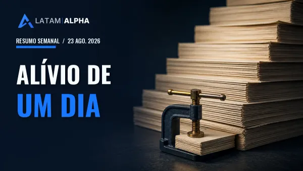 Prensa azul comprime uma pequena pilha de papéis diante de muitas pilhas maiores, com a chamada Alívio de um dia.